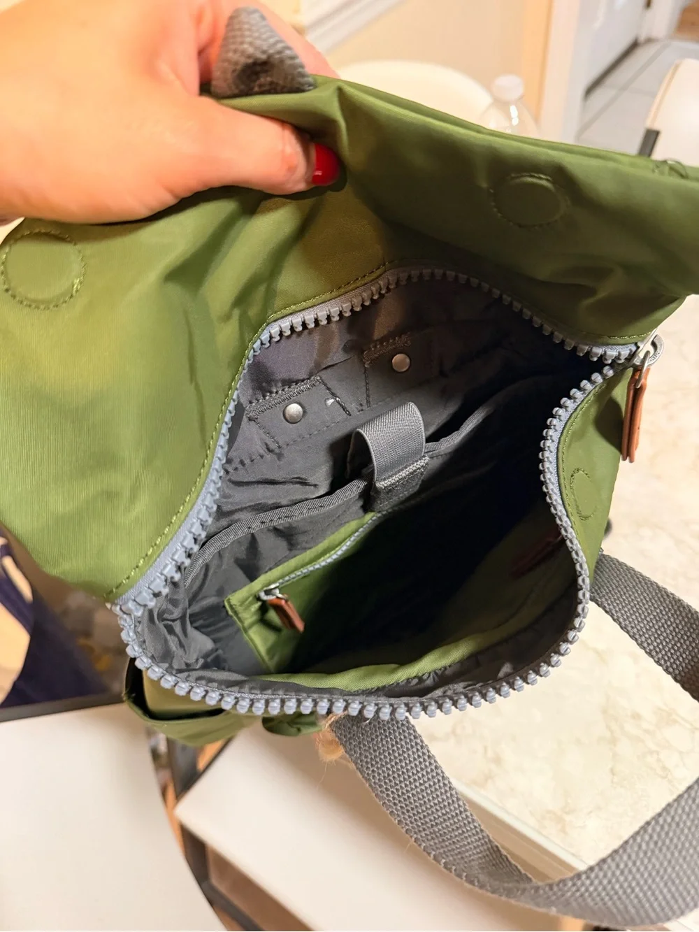 Orion London Olive Green Roll-Top Mini Backpack